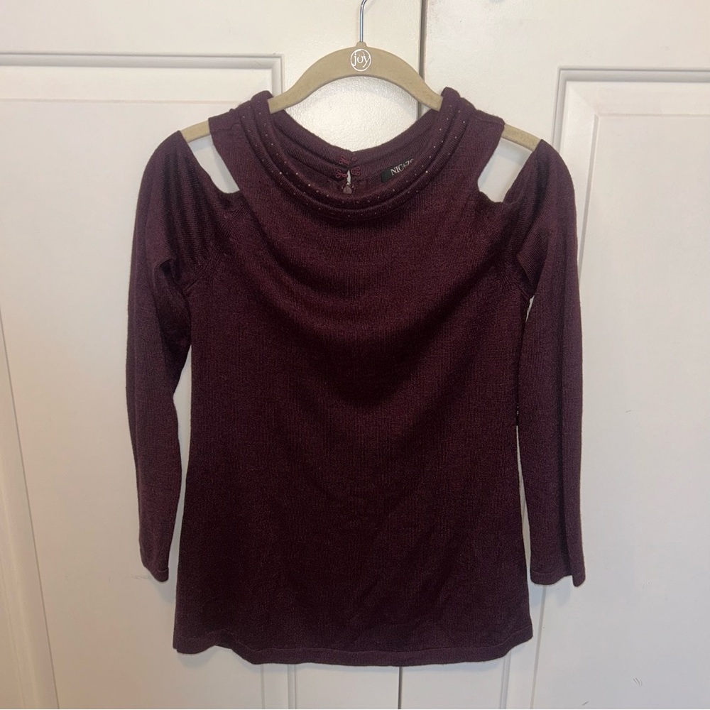 NWT NIC+ZOE Cold Shoulder Cutout Sweater Top